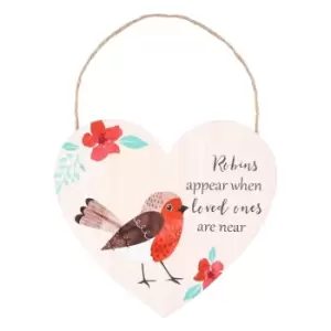 Image of Something Different Loved Ones Robin Heart Plaque (One Size) (Cream/Red/Brown)