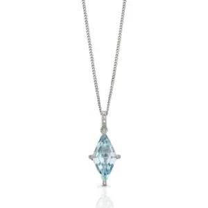 Image of JG Signature 9ct White Gold Blue Topaz & Diamond Kite Necklace