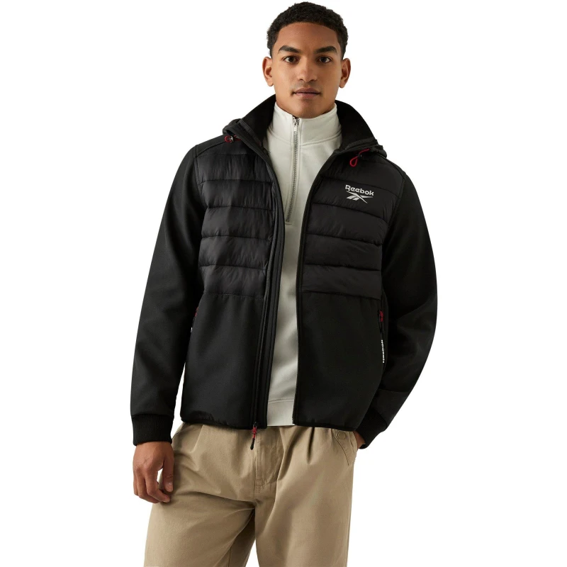 Image of Reebok Men Mixed Media Jacket in Black Size: X-Large Black XL Male 5063347795768