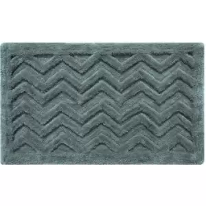 Image of Chevron Pattern Thick Grey Bathmat - Grey - Grey - Grey - Homescapes