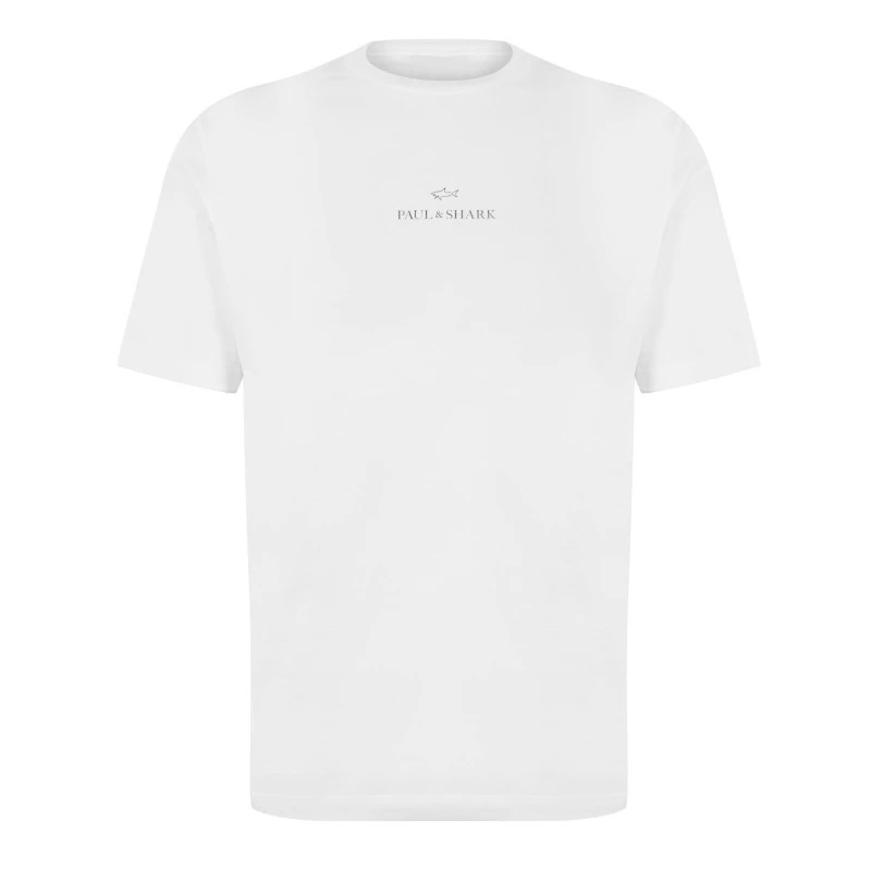 Image of Paul And Shark Mens Print Logo T-Shirt Bright White male S