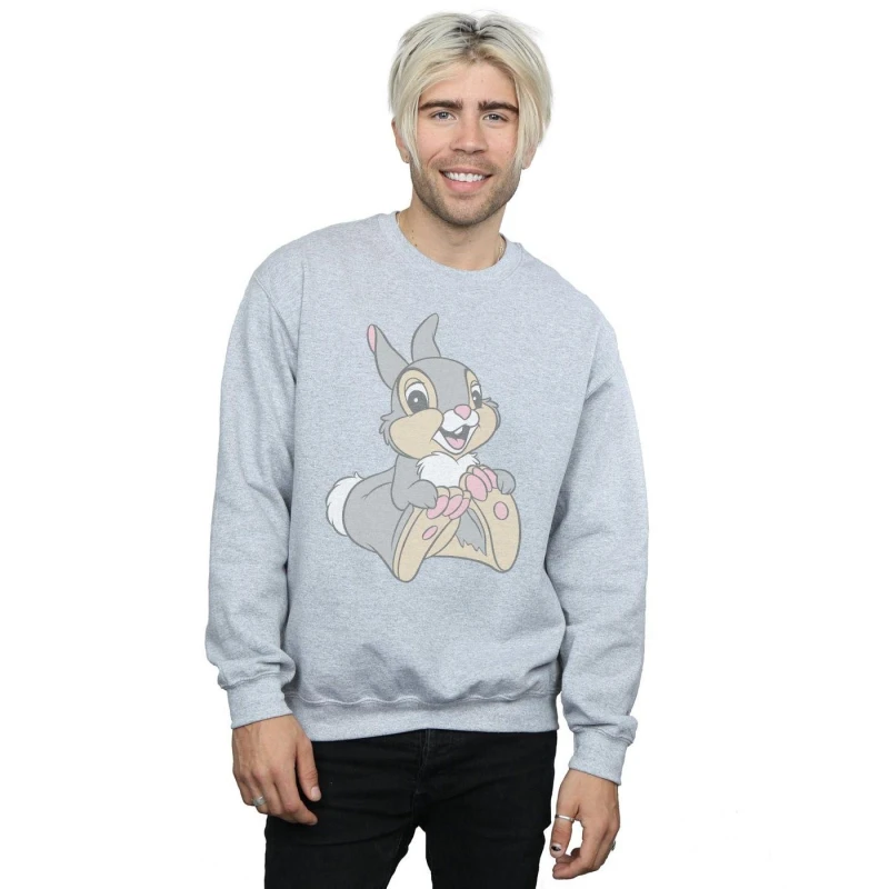 Image of Disney Men Classic Thumper Sweatshirt in Grey Size: Small Grey S Male 5057736605837