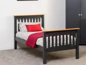 Image of Seconique Monaco 3ft Single Grey and Oak Wooden Bed Frame High Footend
