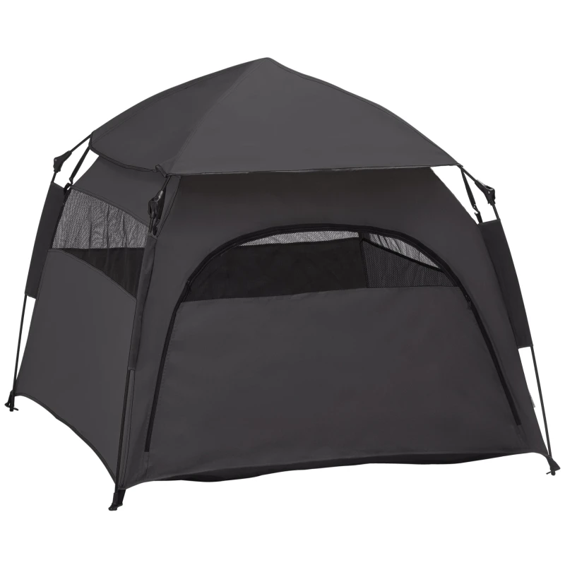 Image of PawHut Foldable Dog Cat Tent with Waterproof Oxford Cloth, Carry Bag Dark Grey