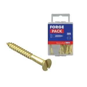 Image of ForgeFix Wood Screw Slotted CSK Brass 2" x 8 Forge Pack 8
