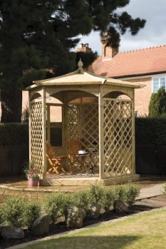 Image of Grange Fencing Budleigh Hexagon Wooden Gazebo with Mirror and Glass Side Panels