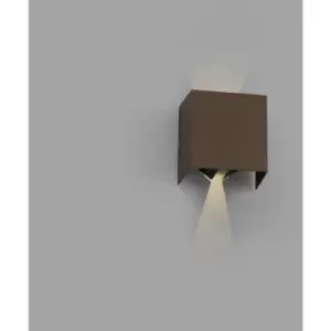 Image of Faro Olan - Outdoor LED Up Down Wall Lamp Rust Brown 6W 3000K IP54