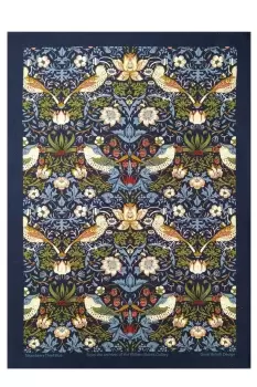 Image of William Morris Navy Strawberry Thief Cotton Tea Towel