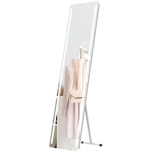 Image of HOMCOM LED Lighted Full Length Mirror Dimmable Full Size Body Mirror For Bedroom White
