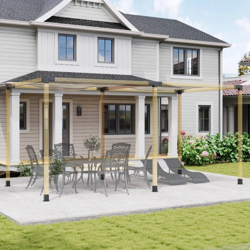 Image of OUTSUNNY Pergola Kit, Pergola Brackets with 3-Way & 4-Way Corner Brackets in Black Unisex