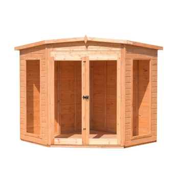 Image of Shire Barclay Shiplap Corner Summerhouse - 8ft x 8ft (2250mm x 2250mm) Brown Wood BARC0808DSL-1AA