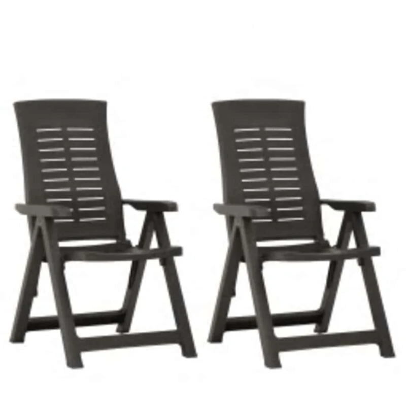 Image of VIDAXL Garden Reclining Chairs 2 pcs Plastic Anthracite vidaXL 8720286314548