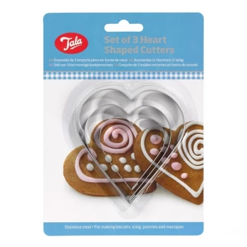 Image of Tala Plain Heart Cutters - Stainless Steel (Set of 3)