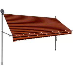Image of Manual Retractable Awning with LED 300cm Orange and Brown Vidaxl Multicolour