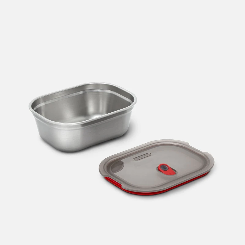 Image of Black + Blum Set of 2 Steel Food Box Medium Grey & Red Multi unisex