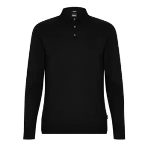 Image of Boss Pleins 31 Long Sleeve Polo Shirt - Black