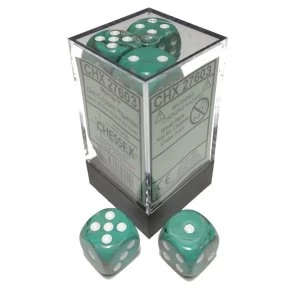 Image of Chessex 16mm D6 Dice Block: Marble Oxi-Copper with White