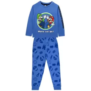 Image of Super Mario Boys Luigi Pyjama Set (7-8 Years) (Blue/Green/White)
