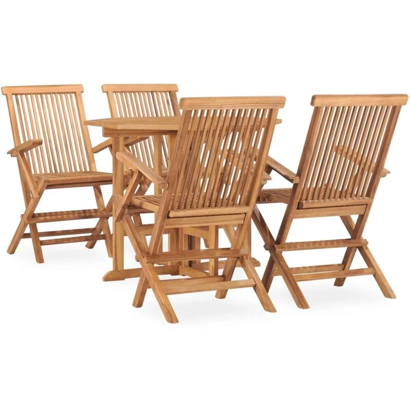 Image of VIDAXL 5 Piece Folding Outdoor Dining Set Solid Teak Wood Vidaxl 8720286223918