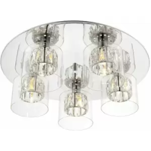 Image of Loops - Flush Ceiling Mount Light Chrome Crystal Chandelier Round Modern Bulb Pendant