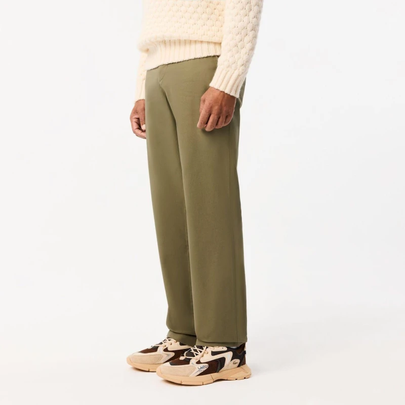 Image of Lacoste Straight Fit Cotton Twill Pants Khaki male 30L