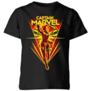 Image of Captain Marvel Freefall Kids T-Shirt - Black - 3-4 Years