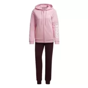 Image of adidas Essentials Logo French Terry Tracksuit Womens - True Pink / Shadow Maroon
