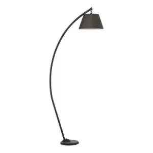 Image of Onli Susi Arc Floor Lamp, Black Fabric Shade
