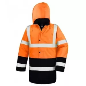 Image of Result Adults Unisex Core Motorway Two Tone Safety Jacket (S) (Fluorescent Orange/Black)