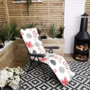Image of Padded Outdoor Garden Patio Recliner / Sun Lounger with Flowers