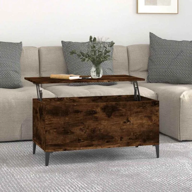 Image of Vidaxl Coffee Table Smoked Oak 90X44.5X45cm Engineered Wood, Brown 819593