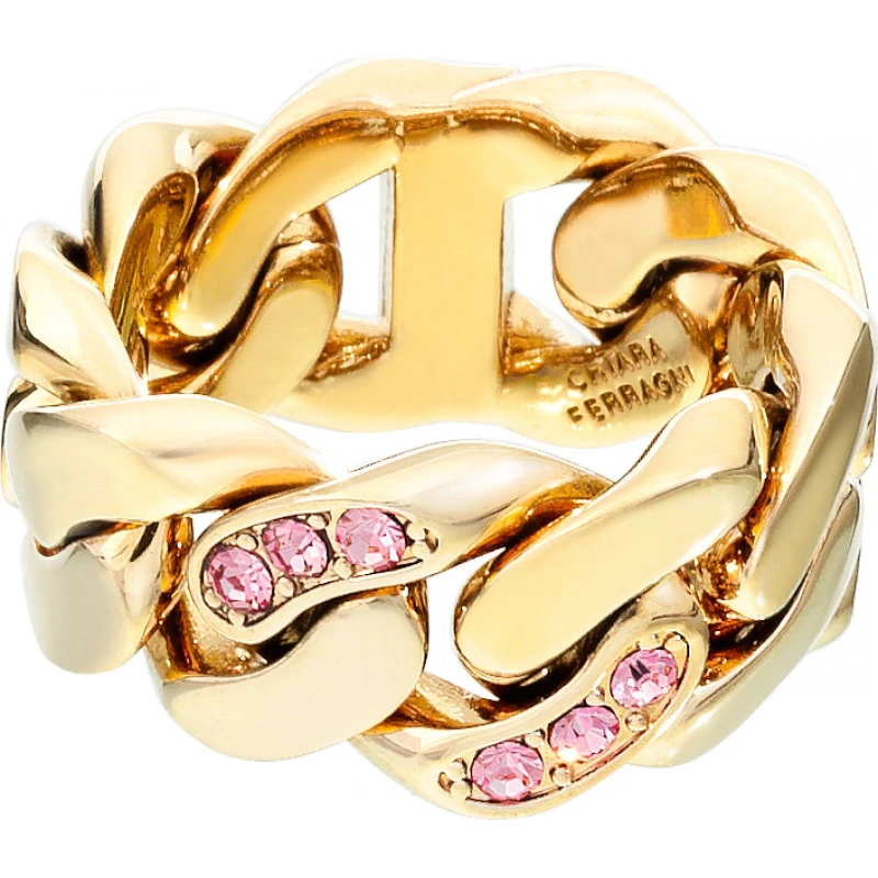Image of Chiara Ferragni Womens Bossy Band Ring Yg/Pink female 12