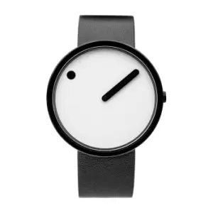 Image of Picto 43379-4120MB White Dial Black Leather Strap Wristwatch