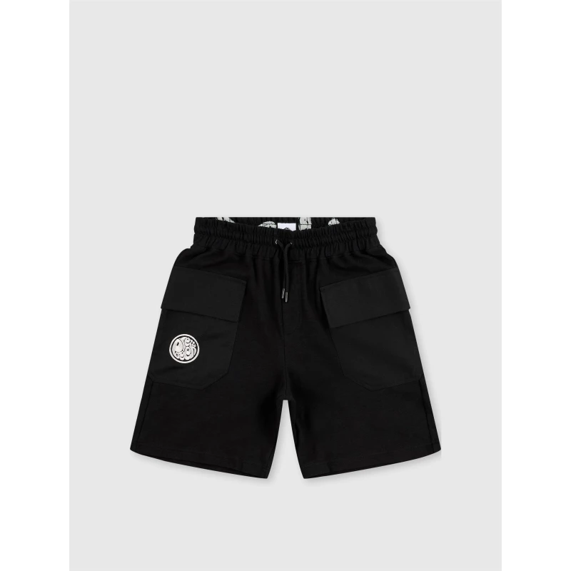 Image of Pretty Green Mens Stamford Fleece Jogger Shorts Black male Small