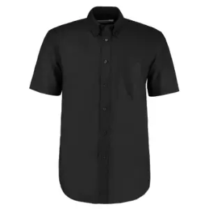 Image of Kustom Kit Mens Workwear Oxford Short Sleeve Shirt (15.5inch) (Black)