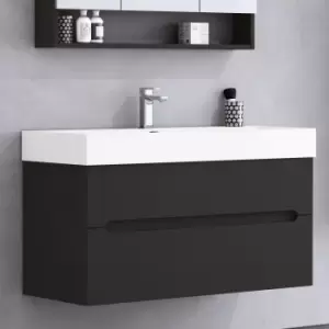 Image of 800mm Anthracite Wall Hung Vanity Unit with Basin - Morella
