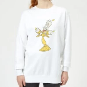 Image of Disney Beauty And The Beast Lumiere Distressed Womens Sweatshirt - White