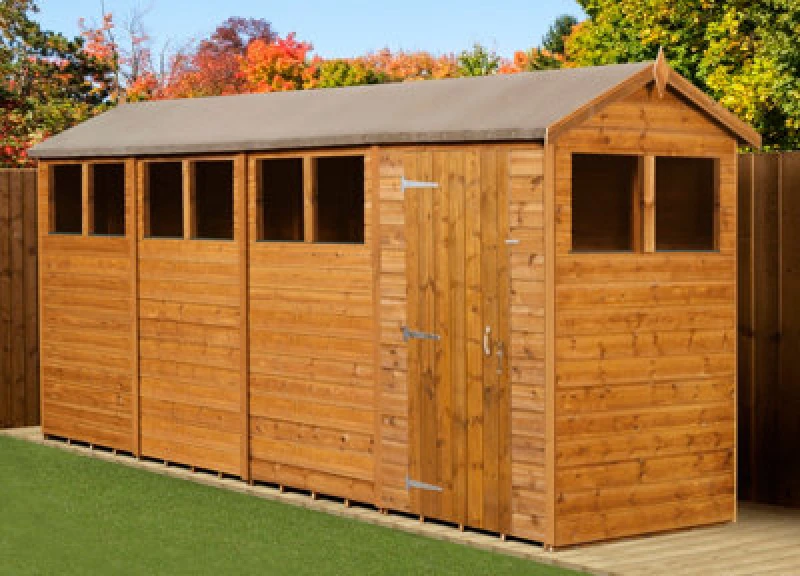 Image of Empire Sheds Empire Modular Apex 4X16 Dipped Treated Tongue And Groove Wooden Garden Shed Windows (4' X 16' / 4ft X 16ft) (4X16)