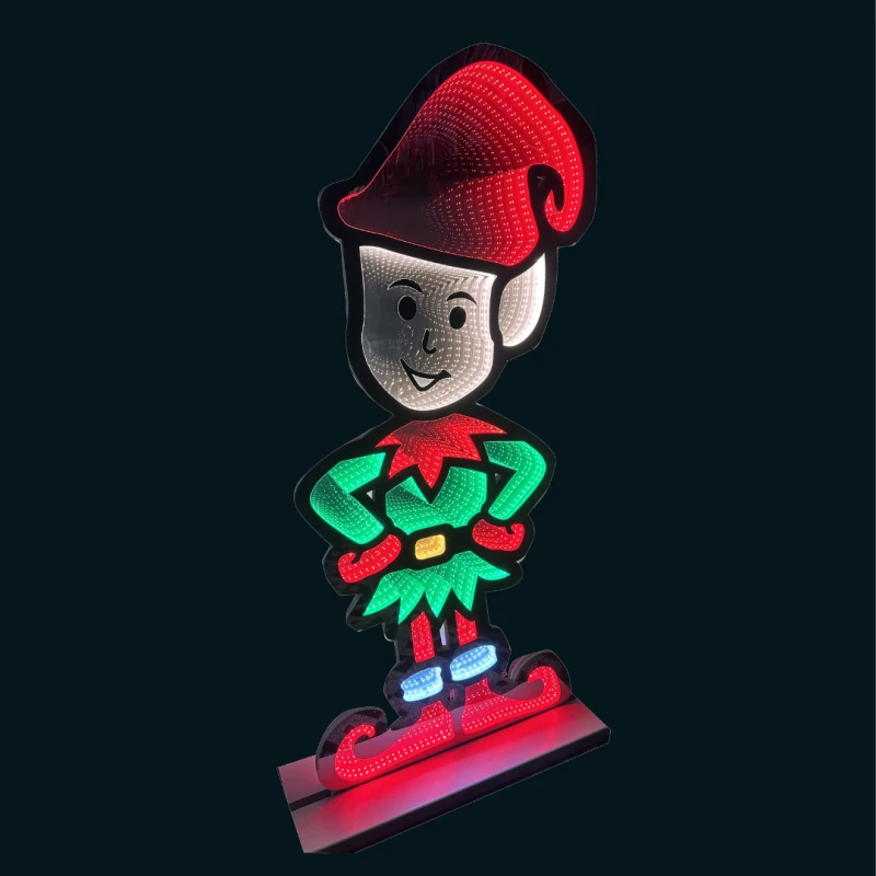 Image of 6ft (1.8m) Tall Light up Christmas Elf Infinity Decoration with Multi-Coloured LEDs
