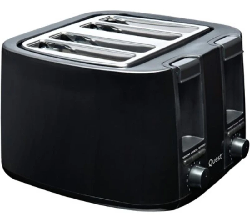 Image of QUEST 34609 4-Slice Toaster - Black 5025301346096