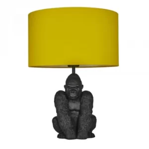 Image of King Gorilla Table Lamp in Black with Mustard Reni Shade