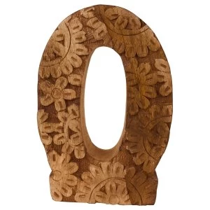 Image of Letter O Hand Carved Wooden Flower