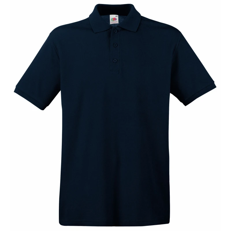 Image of Fruit Of The Loom Fruit of the Loom Men Premium Short Sleeve Polo Shirt in Mid Navy Size: Small Mid Navy S Male 5055747695724