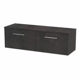Image of Hudson Reed Juno Wall Hung 2-Drawer Vanity Unit with Worktop 1200mm Wide - Metallic Slate