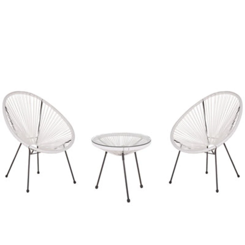 Image of Beliani Bistro Set Acapulco Ii Pe Rattan White