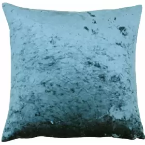 Image of Paoletti Verona Crushed Velvet Cushion Cover, Teal, 55 x 55 Cm