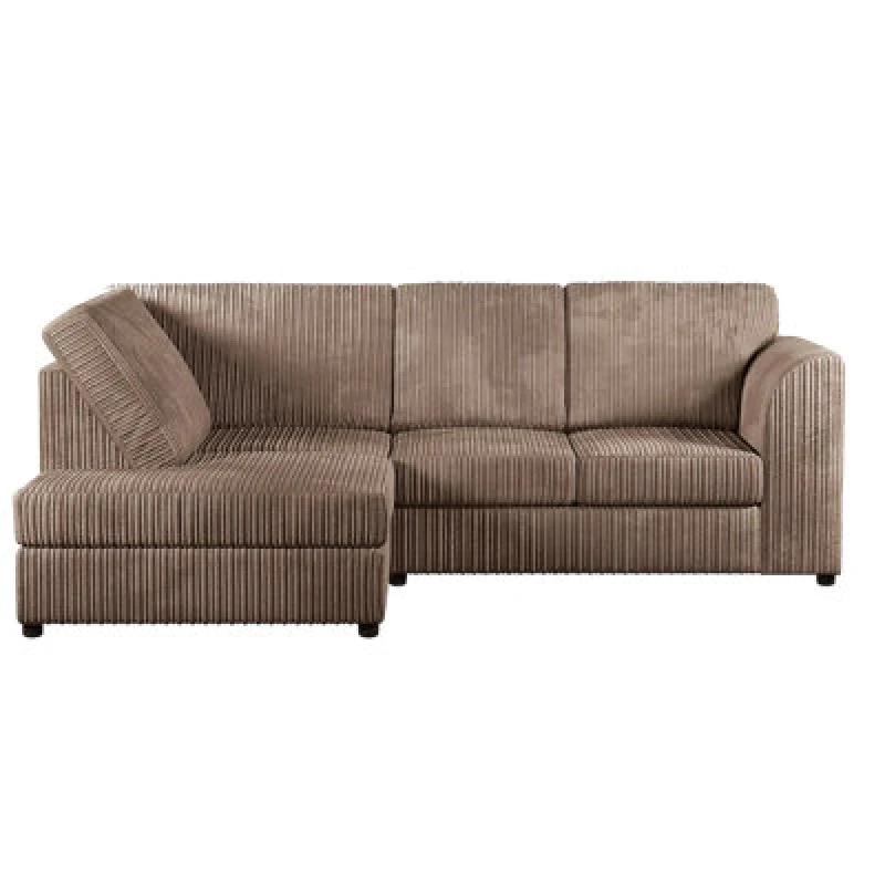 Image of Furnishings For Less UK Luxor Coffee Jumbo Cord 4 Seater Corner Sofa Left Hand Facing - Full Back