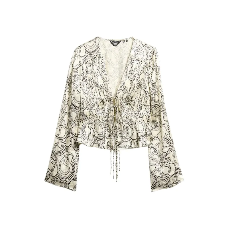 Image of Superdry 70s-style pleated blouse For Her Superdry Blanc Female M