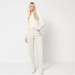 Image of Missguided Raw Hem Riot Mom Jeans - Beige