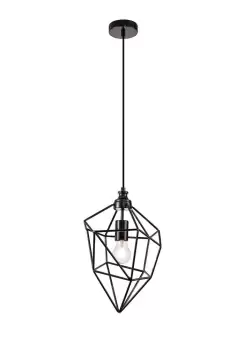 Image of Medium Caged Ceiling Pendant, 1 x E27, Black Nickel